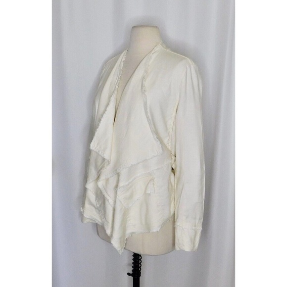 FREE PEOPLE Linen Raw Femme Draped Jacket Off-White Eggshell Cream X-Small - Picture 6 of 14
